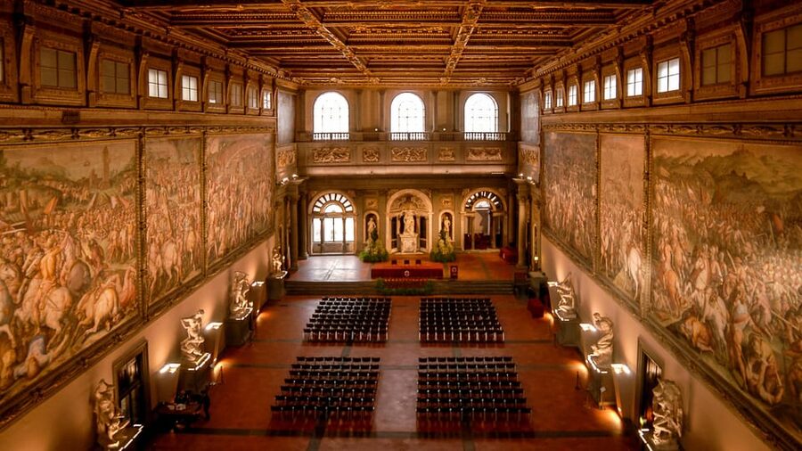 Florence: Arnolfo Tower Climb & Palazzo Vecchio Entry Ticket - The Hall of the Five Hundred sets the tone
