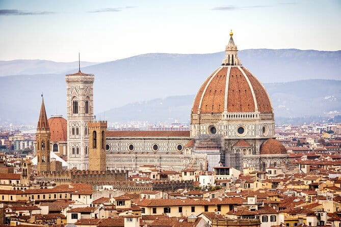 Florence by golf Cart Piazzale Michelangelo - San Niccolò, the Uffizi, and the library