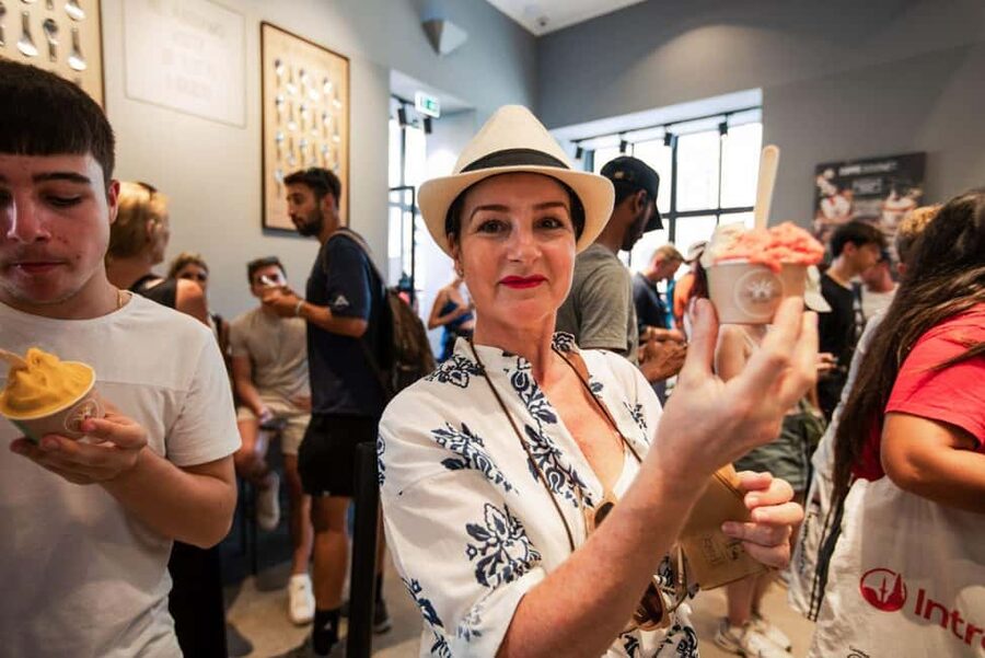 Florence Foodies Tour: Savor Tuscan Flavors & Fine Wine - Gelato beside a Florence landmark