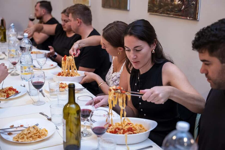 Florence: Tuscan Cooking Course with Dinner - Sitting down to eat what you made