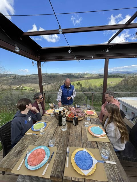 Truffle hunting in Chianti with pasta cooking class & lunch - Lunch on the terrace above the olive grove